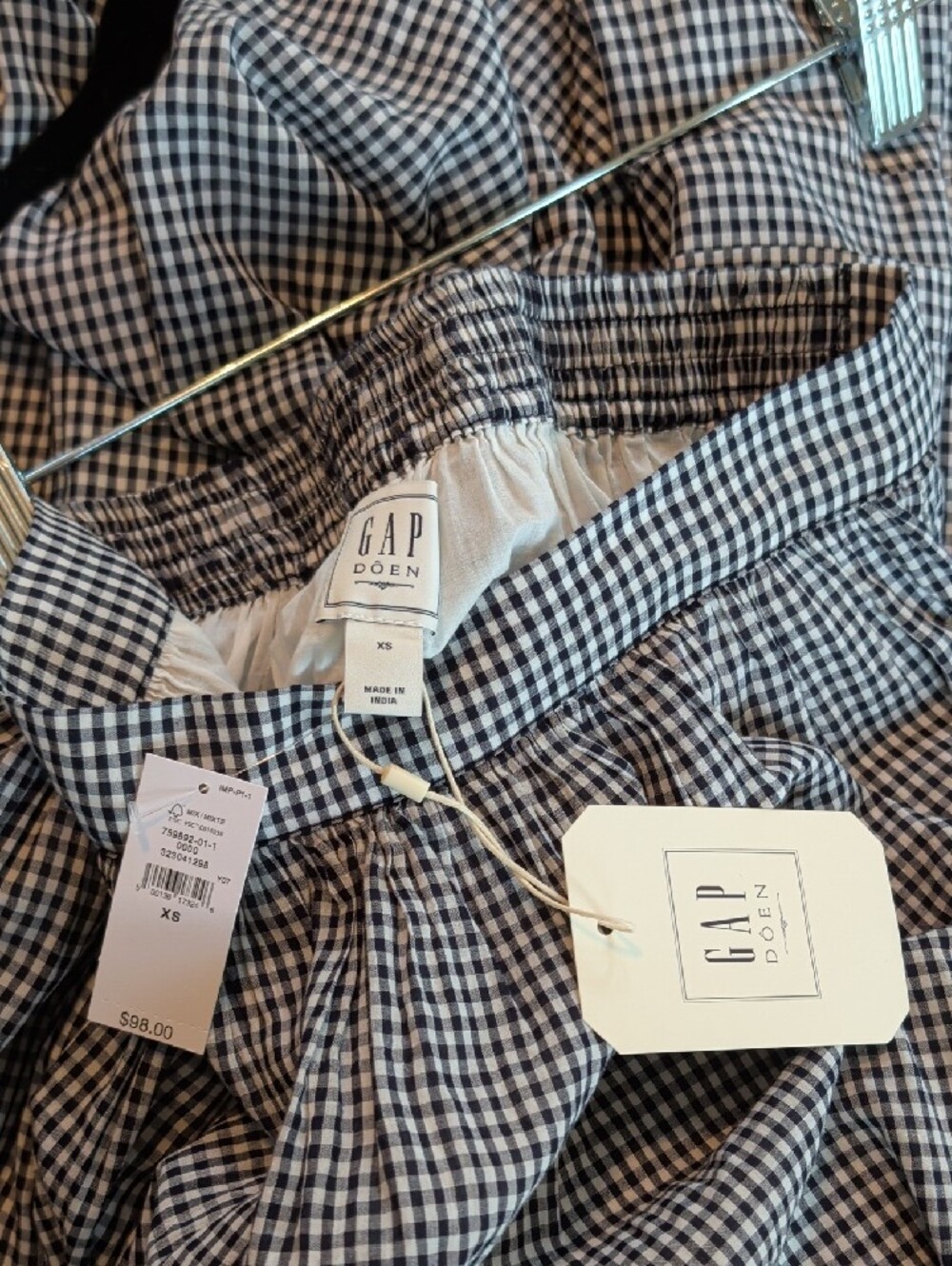 NWT Gap Doen Classic Navy and White Gingham Midi Skirt - Women XS - Picture 2 of 5